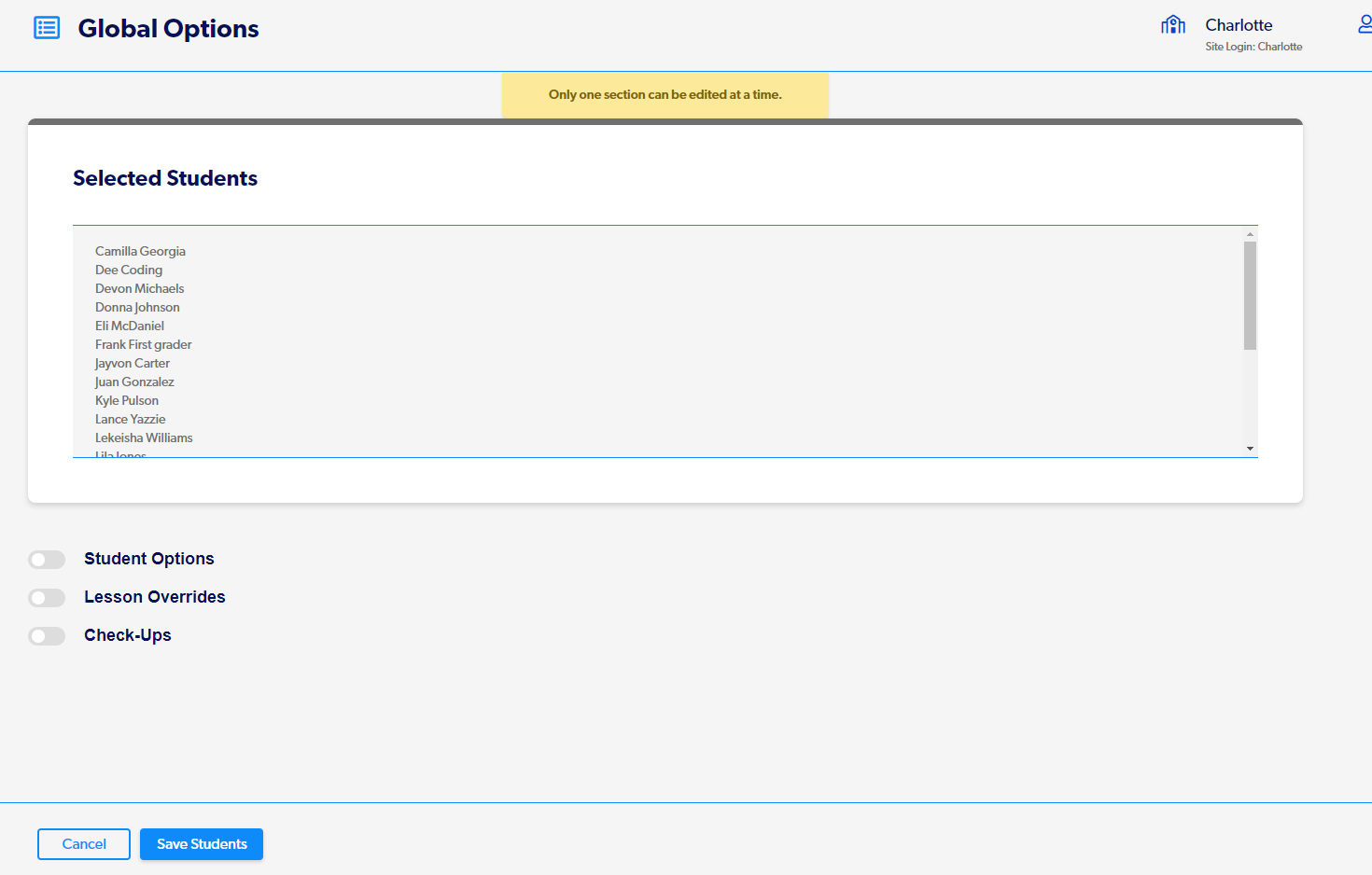 What are global options in reading horizons discovery software 