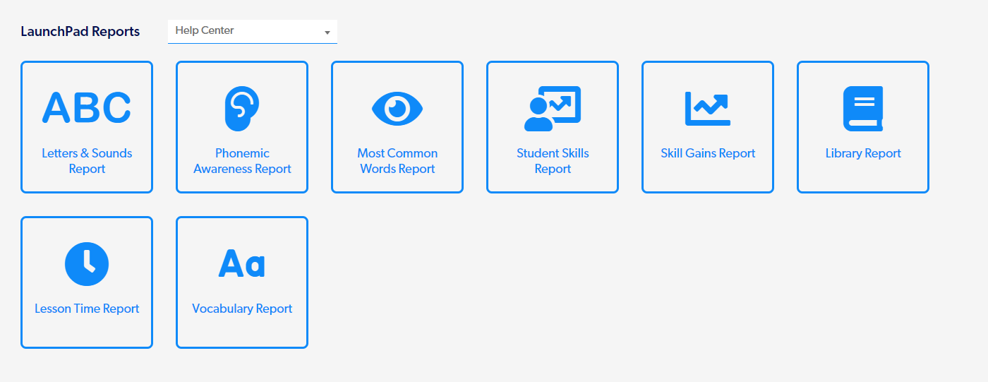 What reports are available for Reading Horizons Launch Pad™?