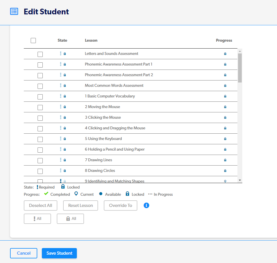 Can I make lessons optional for students in Reading Horizons Launch Pad™?