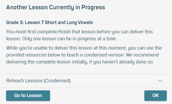 Another Lesson is Currently in Progress
